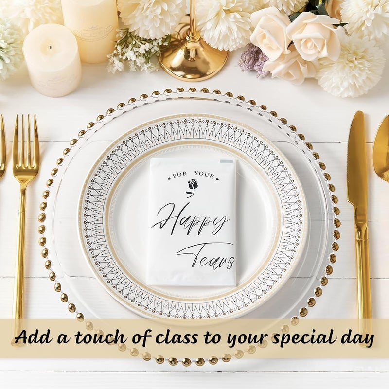 Ocmoiy 100 Pack Happy Tears Tissues for Wedding, 3 Ply Wedding Tissue Packs For Guests, Bulk Individual Facial Pocket Tissues for Wedding Party Favors Travel Graduation Celebration - Image 4
